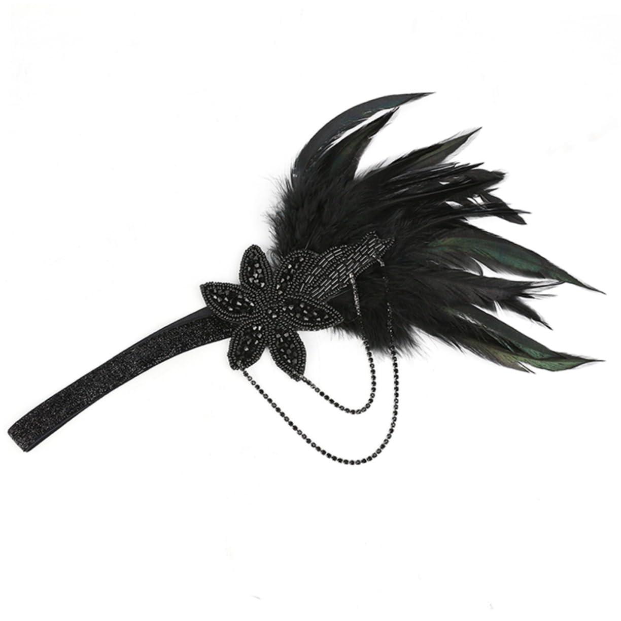 HAKIDZEL HAKIDZEL Accessories Womens Head Bands Headband Fascinators Hair Hoop Women Hairband 20s Headband Feather Headbands Peacock Headband Tassel Chain Miss Diamond