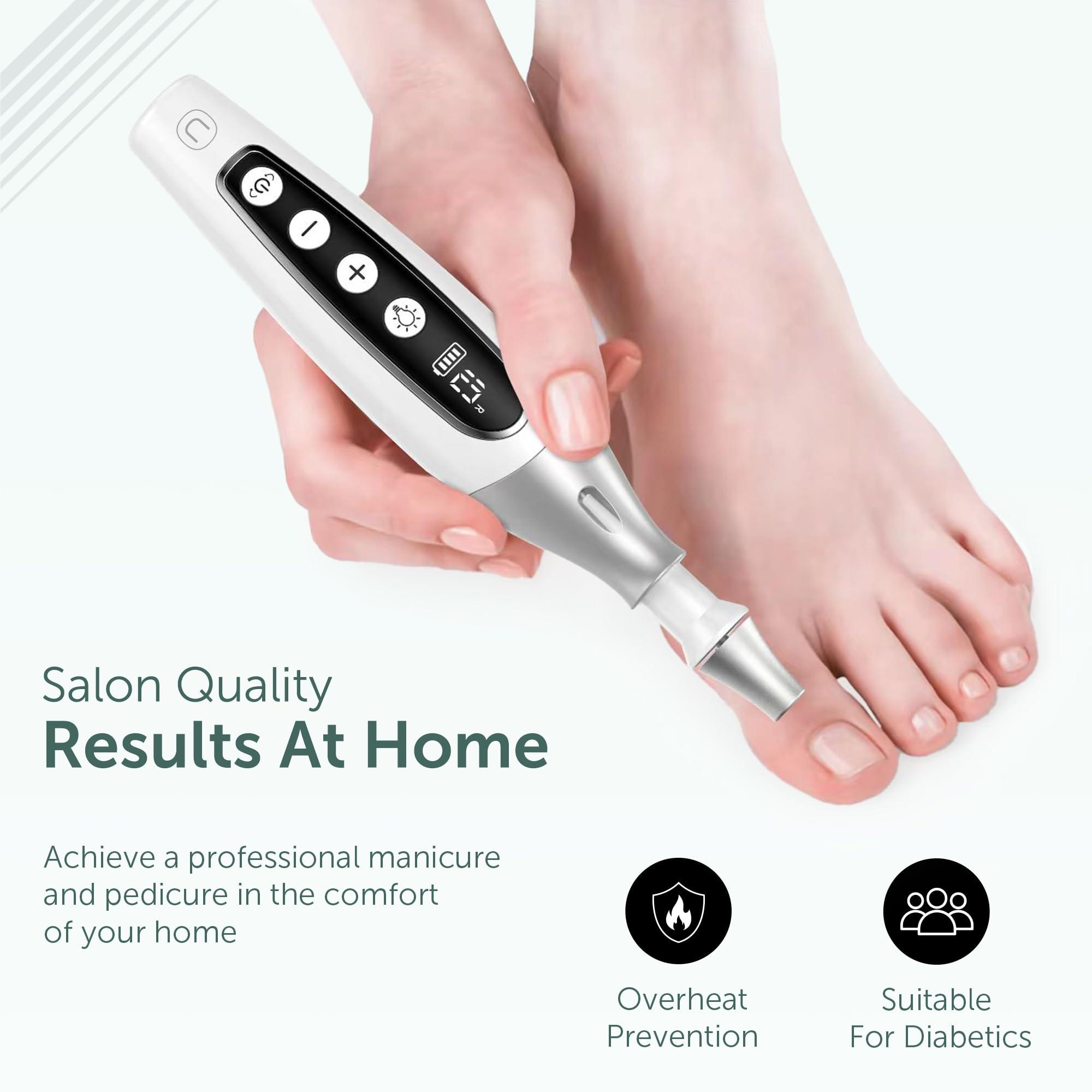 UTILYZE PediLux Pro Professional Manicure Pedicure Kit, Cordless Electric Nail File Drill Set, Thick Toenail Grinder, Toe Nail Dremel Tools, Filer, Buffer, Sander, Remove Cuticles, Callus for Men & Women