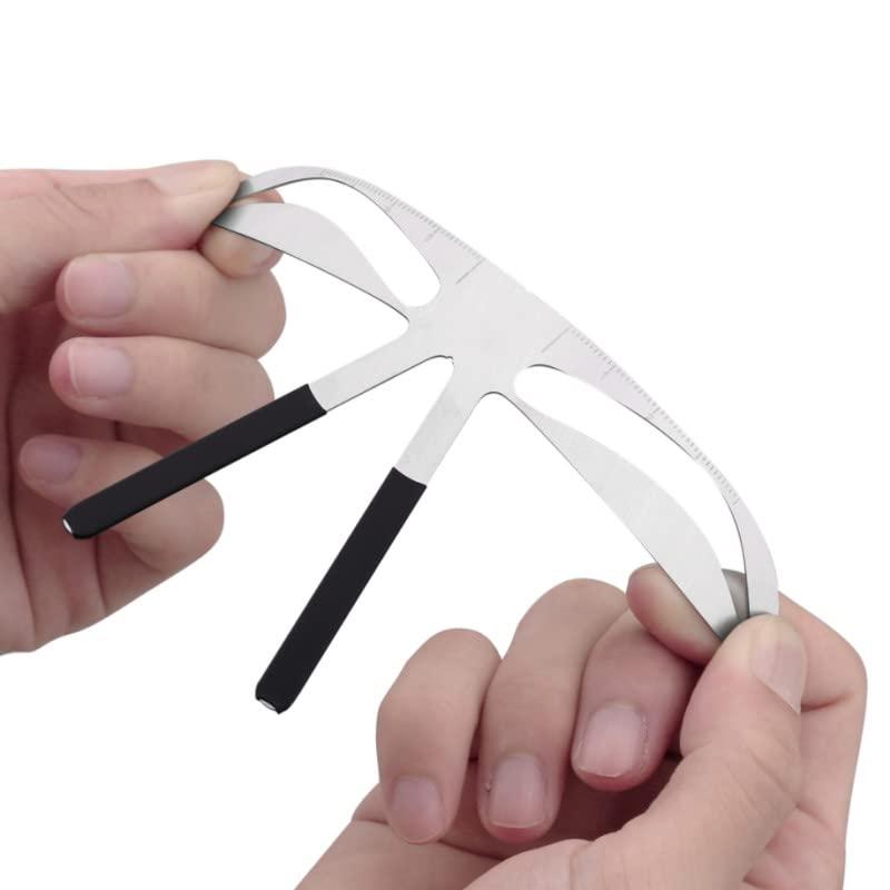 Utoolmart Utoolmart Eyebrow Shaping Ruler, Stainless Steel Eyebrow Ruler Measurement Tool, 3-Point Positioning Eyebrow Shaper Stencil, Reusable Eyebrow Template Makeup Tool Kit, Natural Eyebrow, 1 Pcs