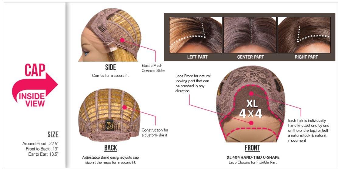 Born Free New Born Free Synthetic Lace Front Wig Magic Lace U-Shape Lace Wig with Silk Base- MLU13 (DYX1B/613)