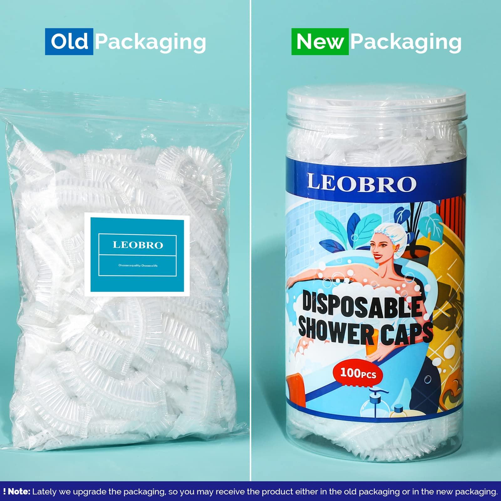 LEOBRO LEOBRO Disposable Shower Caps, 100PCS Shower Caps, Shower Cap for Women Waterproof, Disposable Clear Plastic Shower Cap for Women, Thick Plastic Caps for Hair Treatment, Regular Size 17.3 INCH
