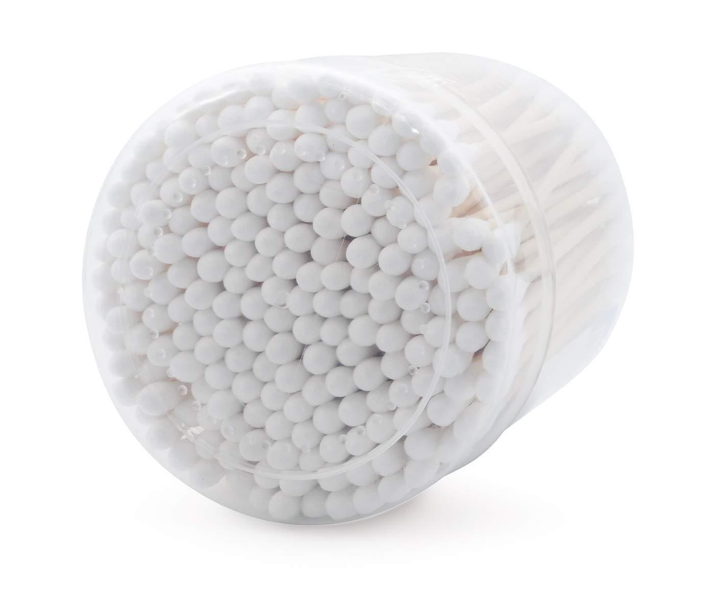 EcoQuality Wooden Cotton Swabs Dual Tip (600 Count Per Pack) - Biodegradable Cotton Buds, Dual Cotton Tipped Eco Friendly, Made with 100% Wood Great for Makeup, Ears, Cleaning (5 Pack)