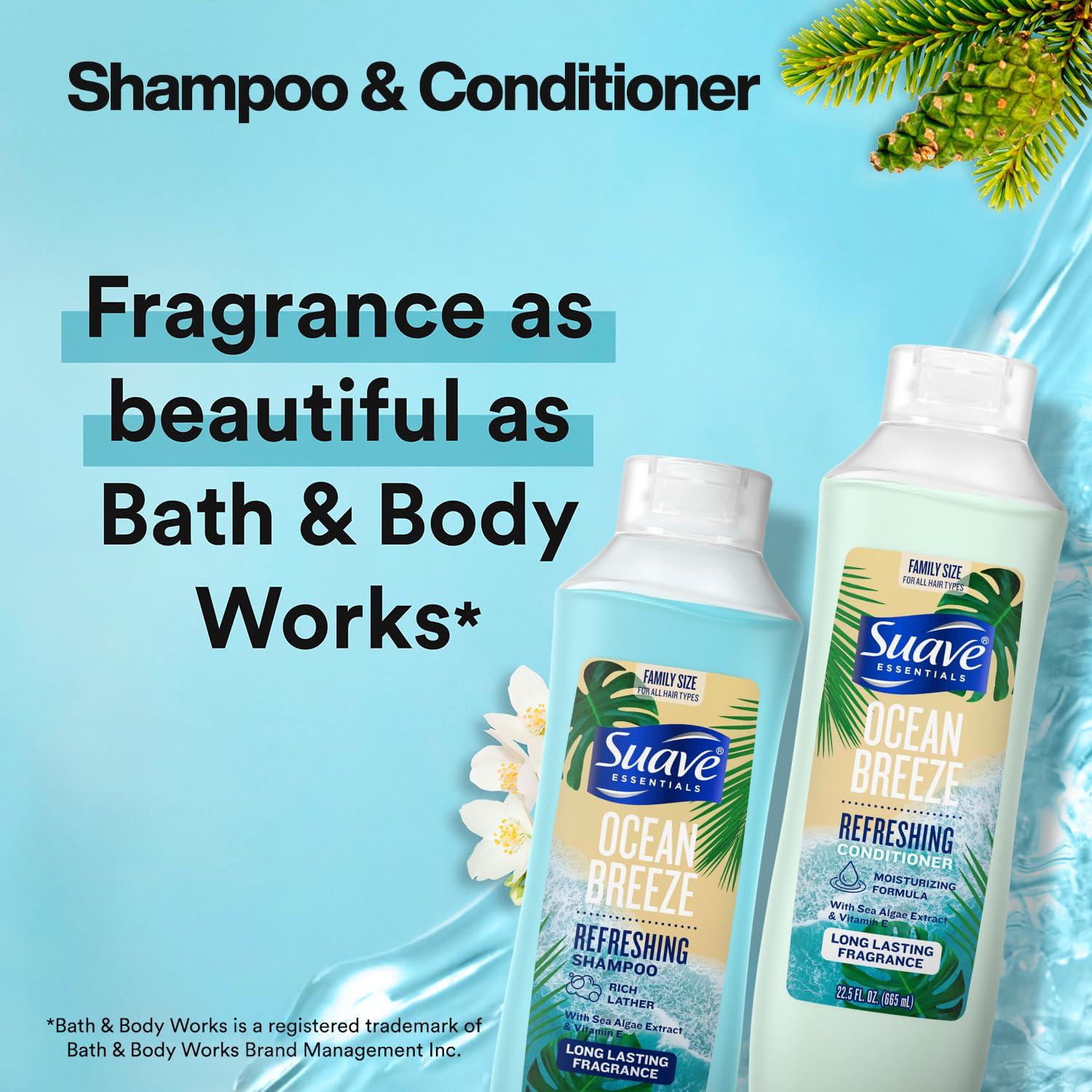 Suave Suave Body Wash 2-Pack, Shampoo & Conditioner, Ocean Breeze + Fresh Antiperspirant Deodorant for Women (5 Piece Set)