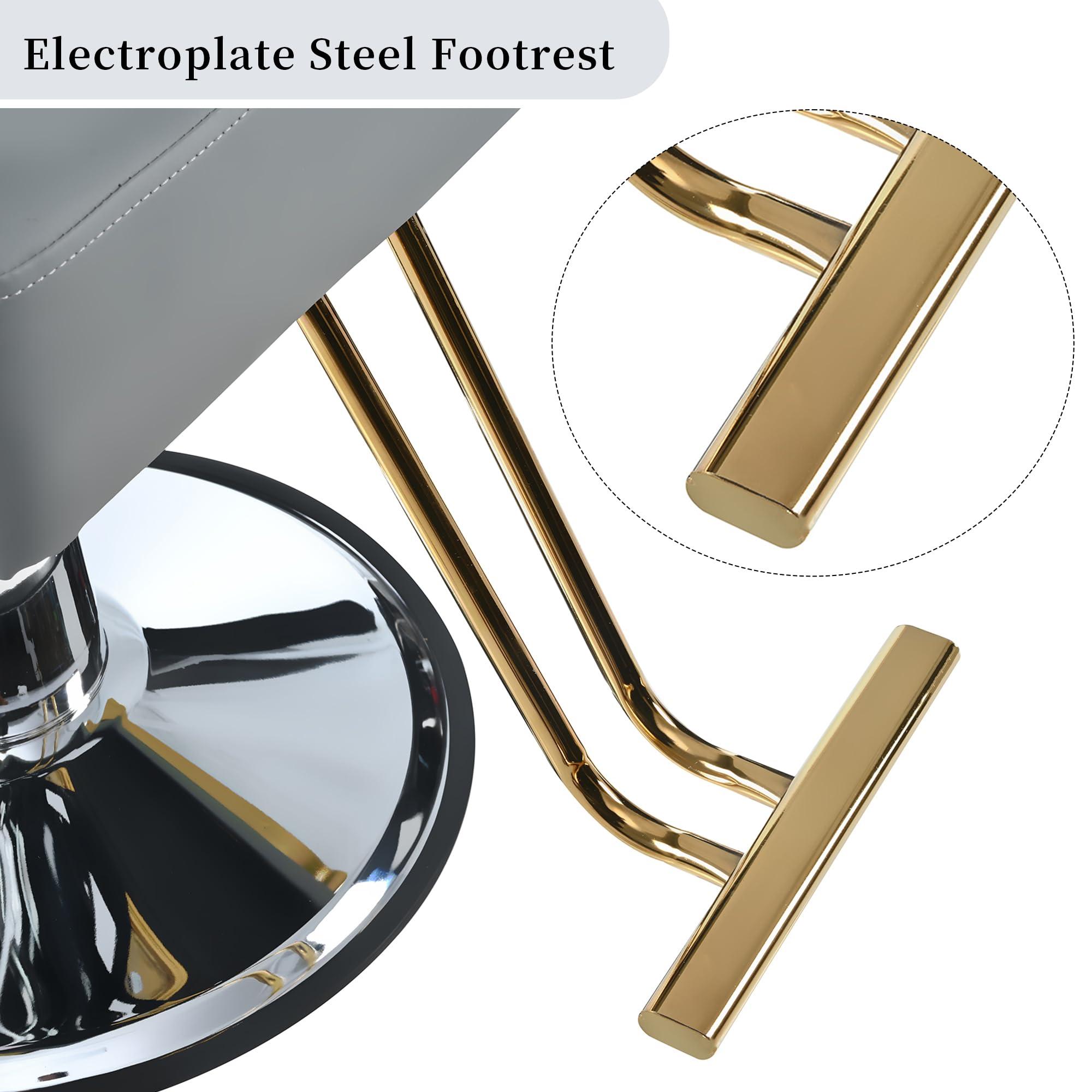 Zeewoo Reclining Barber Chair, with Heavy Duty Hydraulic Pump, Adjustable Backrest and Headrest, 360 Rotation, for Hair Stylist Tattoo Chair Shampoo Beauty Salon Equipment, Max Load Weight 400 Lbs, Gray