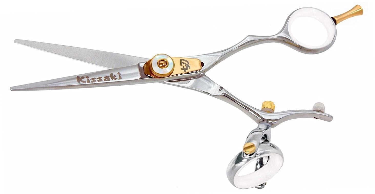 Kissaki Kissaki Hair Scissors Gokatana 5.5 inches Silver W Double Swivel Hair Cutting Shears Hairdressing Scissors