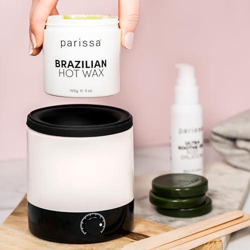 Parissa Parissa Brazilian Hot Wax Kit No-Strips needed and Microwavable for At-Home Hair Removal on Brazilian, Bikini or Underarm