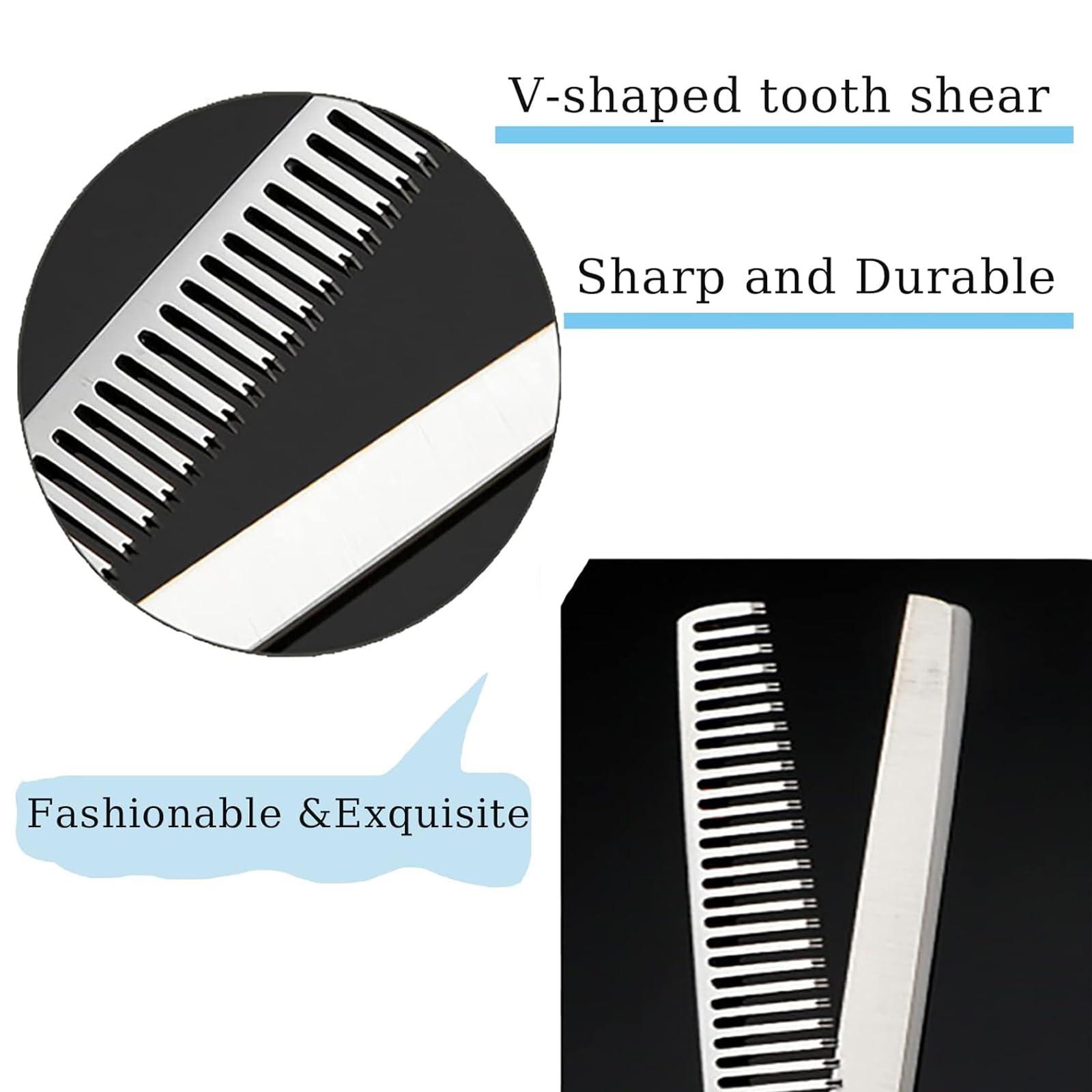 Samudgate Hair Cutting Scissors, 6.88 Inch Stainless Steel Hair Shears for Men-Women-Kids, Hair Thinning Shears, Straight Scissors - Home Use Shears Kit, Hairdressing, Barbering