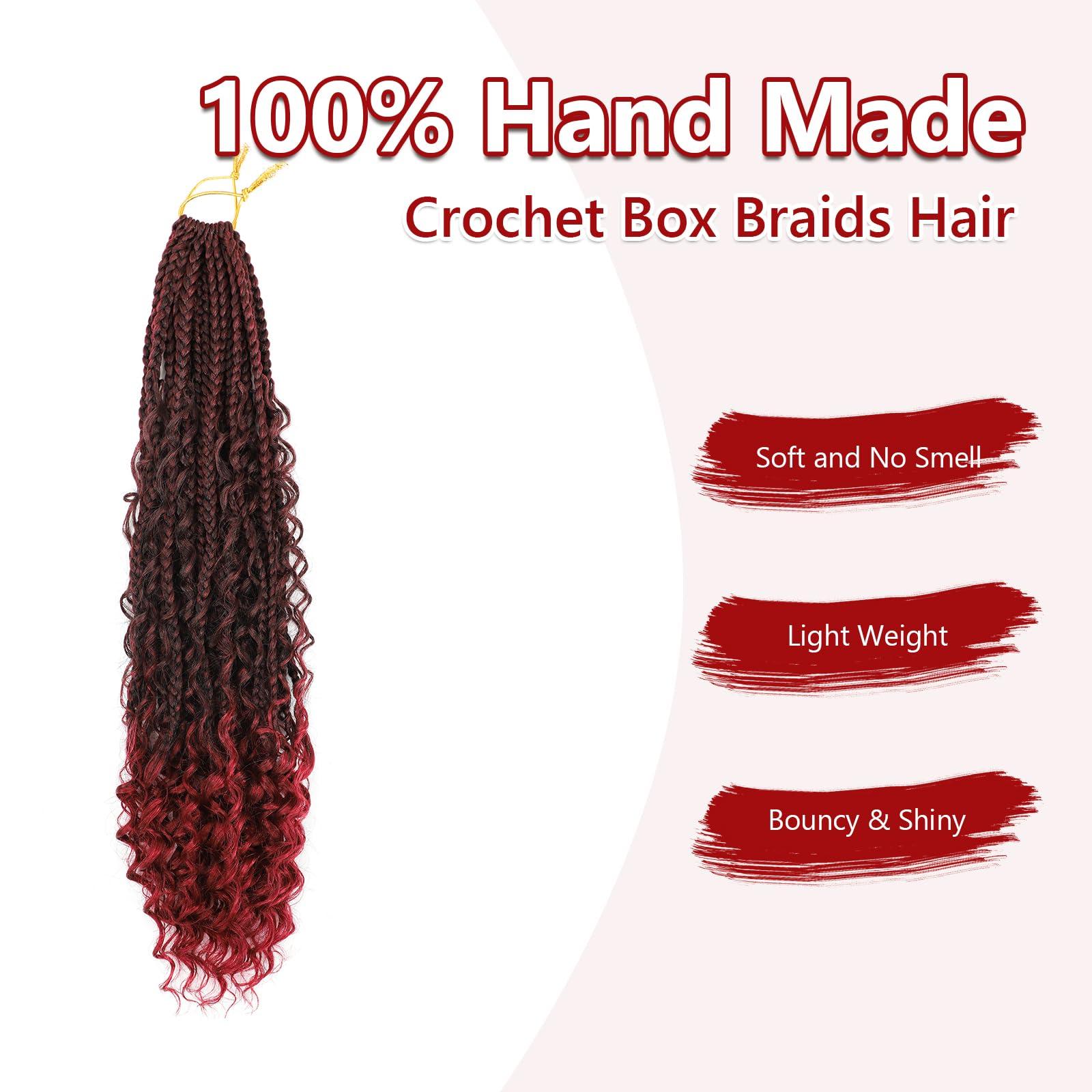 FIRSTCYH HAIR 8 Packs Crochet Box Braids- 18 Inch Boho Box Braids Crochet Braids Hair Synthetic Braiding Hair Goddess Box Braids Crochet Hair for Black Women (18(8Packs), 1B/Bug)