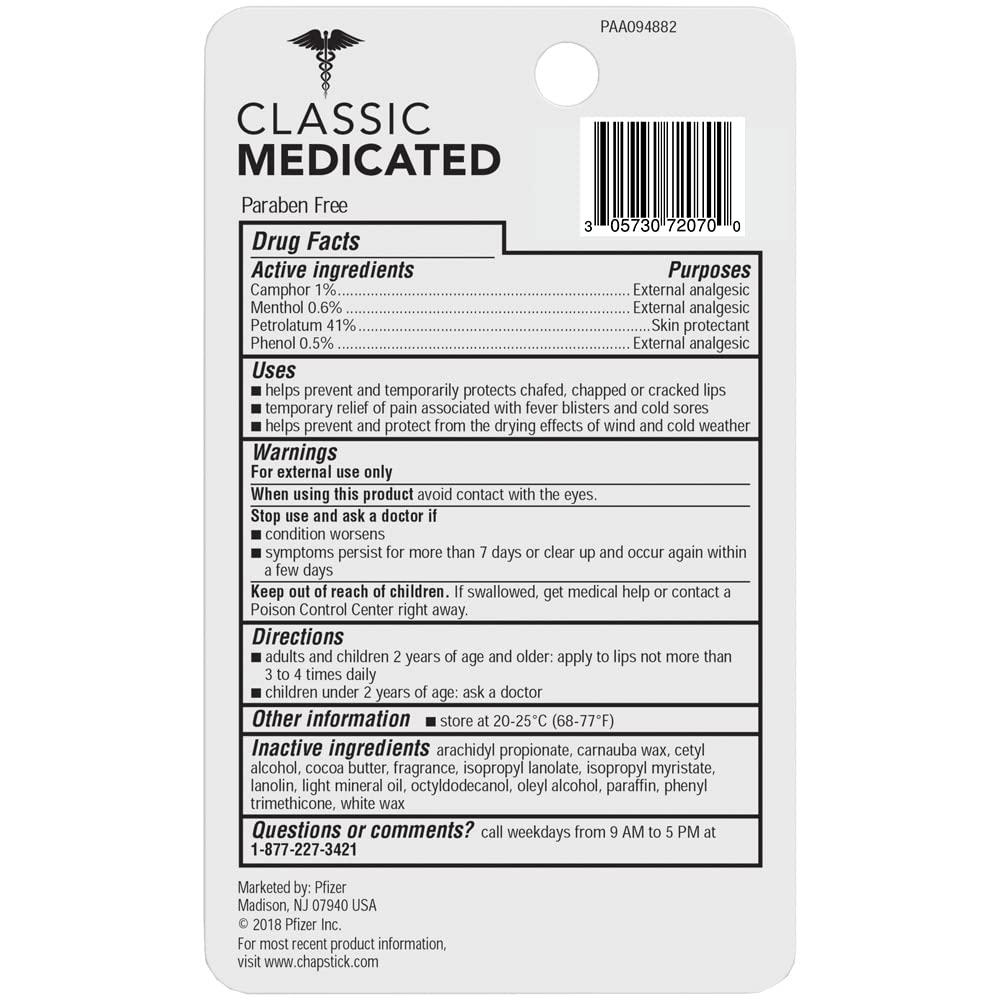 ChapStick ChapStick Classic Medicated Lip Balm Tubes, Chapped Lips Treatment and Skin Protectant - 0.15 Oz (Pack of 2)