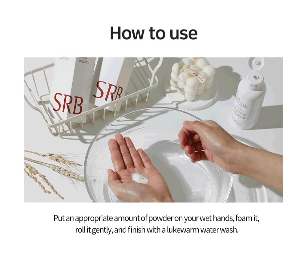 SRB SRB Stabilized Rice Bran Enzyme Powder Wash - Exfoliating Face Wash with Enzymes for Sensitive and Acne Skin - Hydrating Collagen Rice Cleansing Powder (2.46oz)
