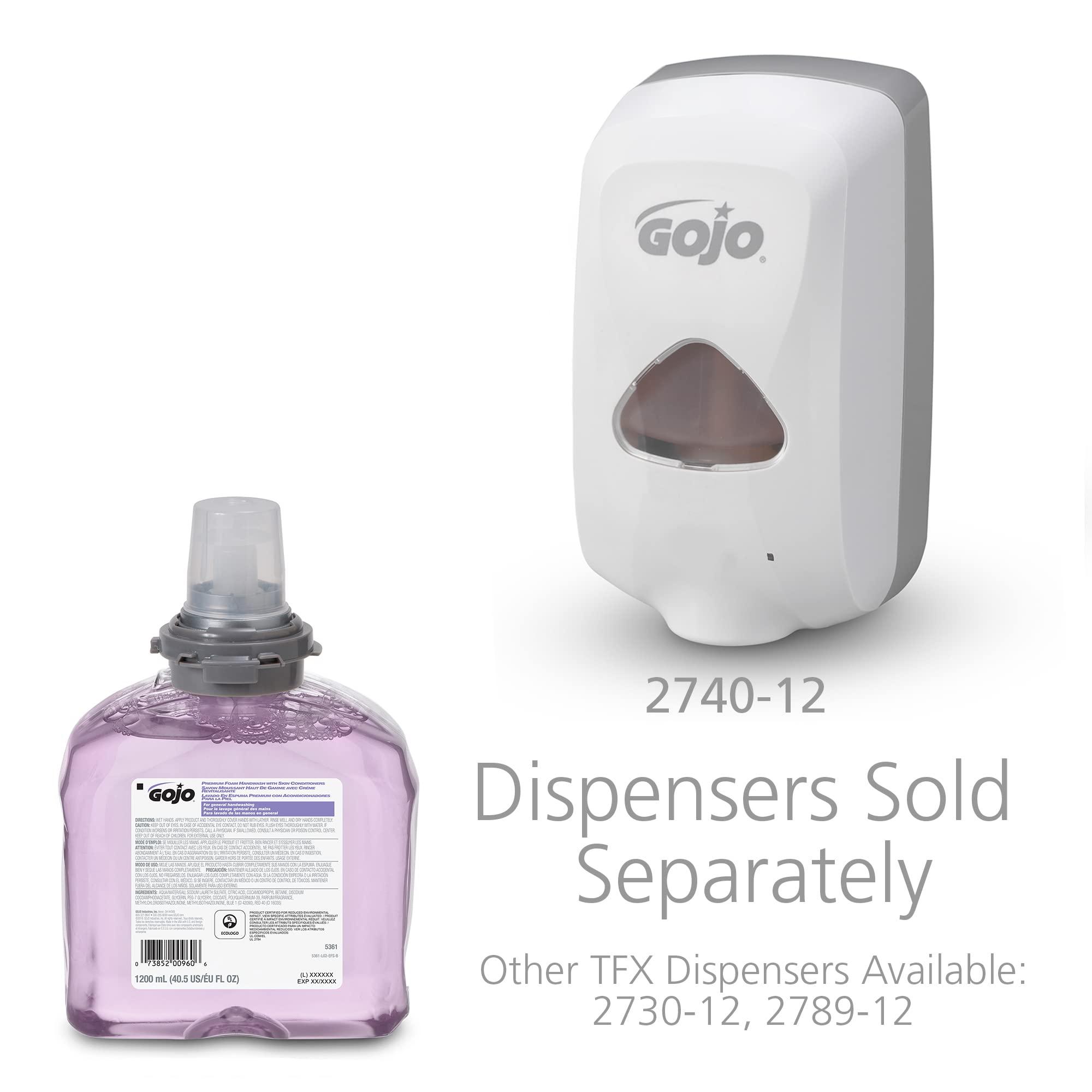 Gojo Gojo Premium Foam Handwash with Skin Conditioners, Cranberry Scent, EcoLogo Certified, 1200 mL Foam Hand Soap Refill TFX Touch-Free Dispenser (Pack of 2) – 5361-02