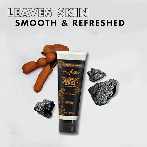 SheaMoisture SheaMoisture Facial Wash and Scrub African Black Soap for Blemish Prone Skin to Clarify Skin 4 oz