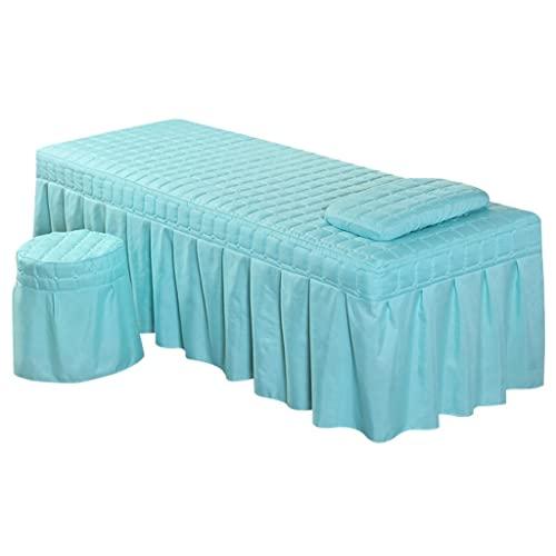 Tongina Tongina Massage Hotel Table Bed Skirt Valance Sheet with Breath Hole Pillow Case Stool Cover for Beauty Salon, Blue