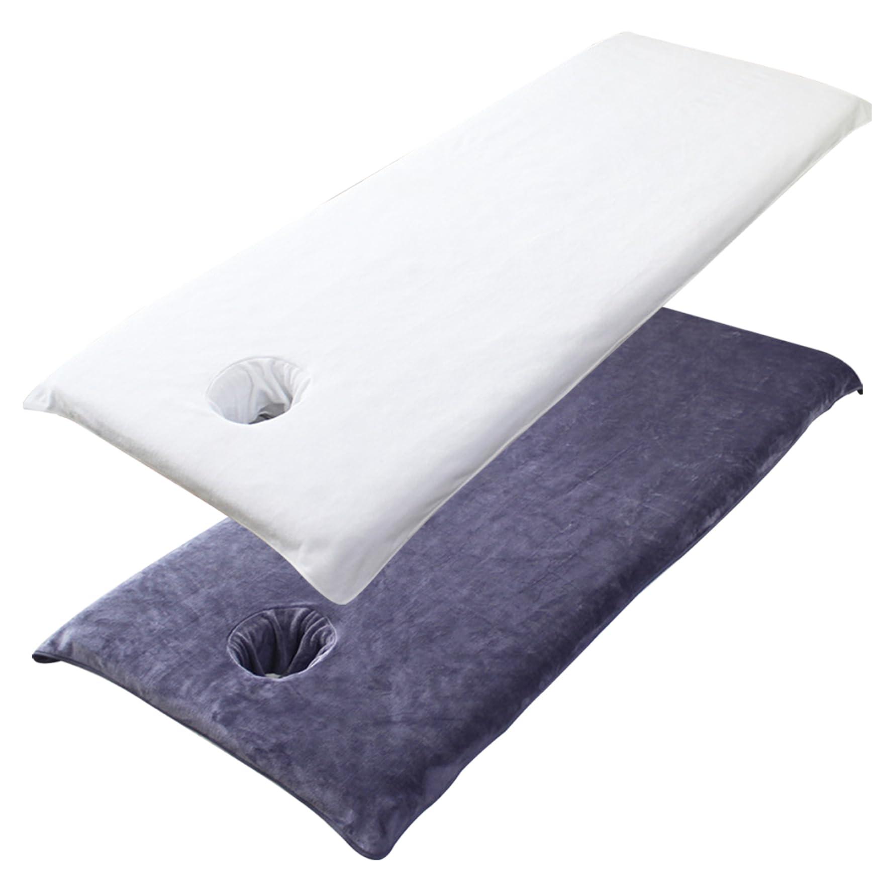 CUCUFA Massage Bed Cover with Face Hole, 32x75 Inch Absorbent Massage Table Cover, Soft Microfiber Massage Couch Cover, Reusable Beauty Bed Cover, Grey, Massage Table Cover with Face Hole