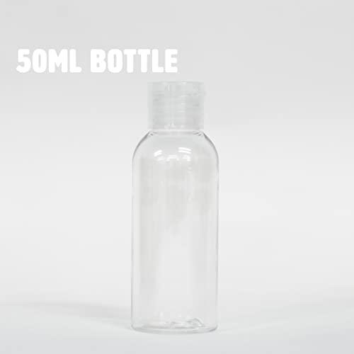 Palm Safe 50ml Plastic Travel Bottles with Flip Cap - 4 Pack