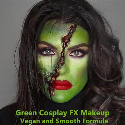 Go Ho Go Ho Dark Green Face Paint Stick,Water Based Cream Green Body Paint Washable,Highly Pigmented,Smooth and Safe for Skin,Halloween Cosplay SFX Makeup,St Patricks Day Face Paint