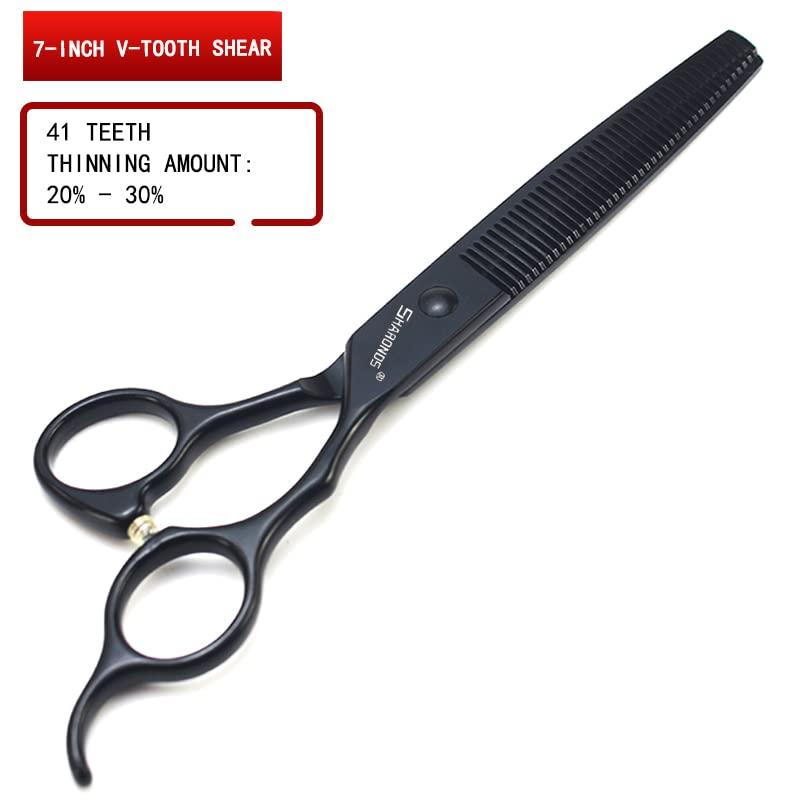 SHARONDS SHARONDS 440C Hair Cutting Scissors Set, Hair Scissors, Thinning Scissors, 6 Inch / 7 Inch Black (7 Inches, 2 Pieces)