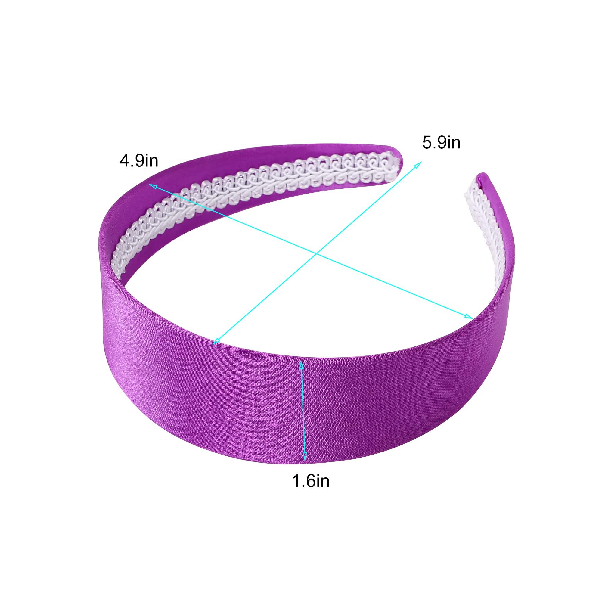 Ivyu Purple Headband for Women Wide Thick Headbands Purple Headband Daphne Halloween Satin Headbands for Adults Girls 60s 70s Headband Hard Head Bands