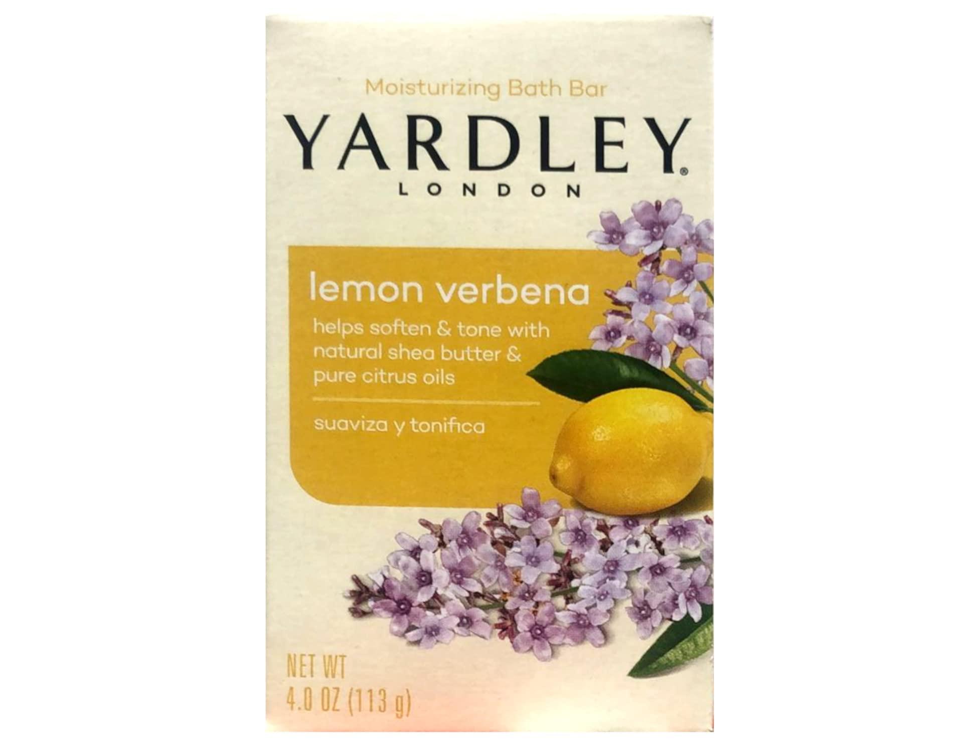 AB Yardley London Moisturizing Bath Bar Soap, Lemon Verbena, with Shea Butter & Pure Citrus Oils, Softens & Tones Skin, 4.0 oz (Pack of 2)