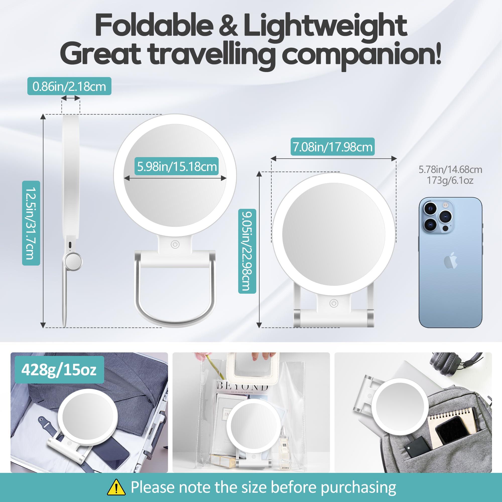 B Beauty Planet B Beauty Planet Magnifying Mirror with Light 30X, Double-Sided 1X/ 30X Magnifying Makeup Mirror with Tweezer, 2000mAh 3 Colour Modes with Adjustable Brightness,Foldable Compact Travel Mirror