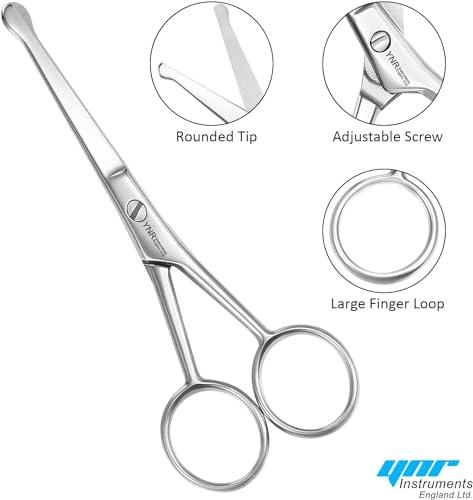 YNR 10CM Premium Nose Hair Scissors, Rounded Tip for Trimming Small Details Facial Hair, Ear Hair, Eyebrow