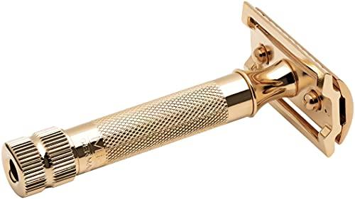 MERKUR Merkur Classic 2-Piece Double Edge Safety Razor Gold Plated, 1 Count