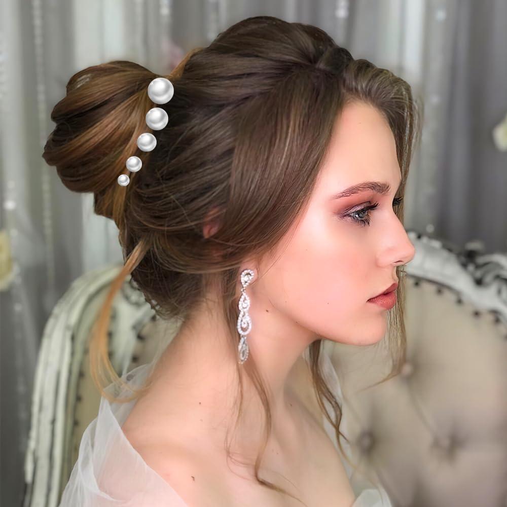 nuozodki Pearl Hair Pins,18 Packs Pearl Hair Clips,Pearl Hair Accessories,Wedding Hair Accessories,Hair Pearls,Bridal Bridesmaids Silver Hair Accessories for Women Wedding,Wedding Hair Pieces for Brides