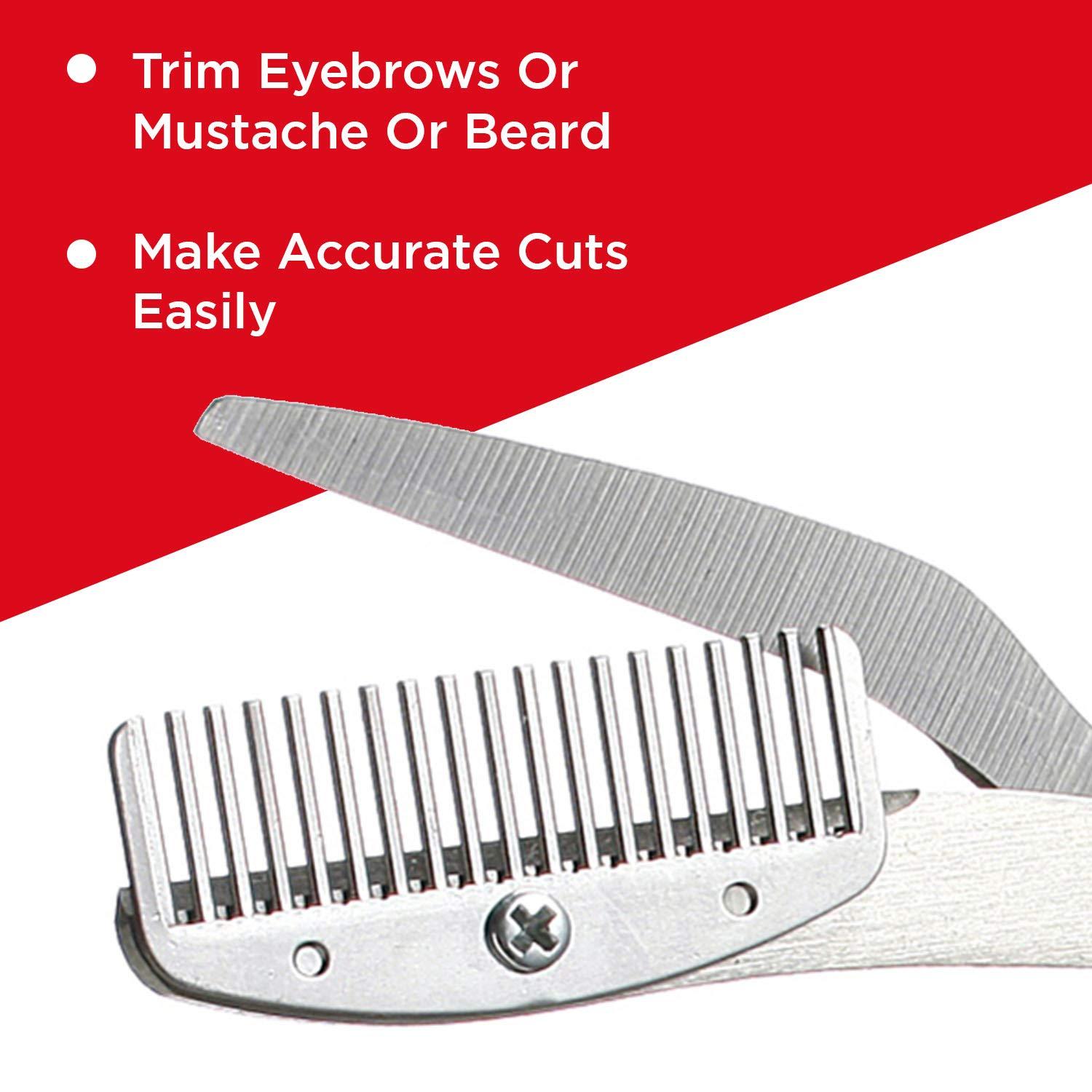 Seki EDGE Seki Edge Eyebrow Scissors Comb (SS-605) - Stainless Steel Eyebrow Trimmer Scissor Comb for Trimming Eye Brows, Beards, & Mustaches - for Men & Women - Made in Japan
