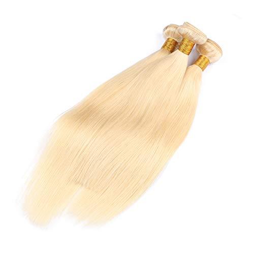 Generic Cloud Hair Blench Blonde 613 Color hair 3bundles With Lace Frontal 4Pcs Lot Blonde Ear To Ear Frontal And Human Hair Wefts Extension (14 14 14+12 inch frontal)
