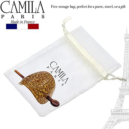 Camila Camila Paris CP3340 French Hair Barrette with Stick, Hair Ponytail Holders, Amber, Slide Hair Pins for Buns Chignon, Strong Hold Hair Bun Clip, No Slip Hair Accessories for Women, Made in France