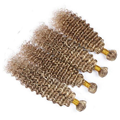 Tony beauty hair Tony Beauty Piano Mix Color Virgin Brazilian Deep Wave Human Hair Weave 3/4 Bundles Lot #8/613 Light Brown Mixed with Blonde Piano Color Human Hair Weft Extensions 10-30" (26 28 30 30)