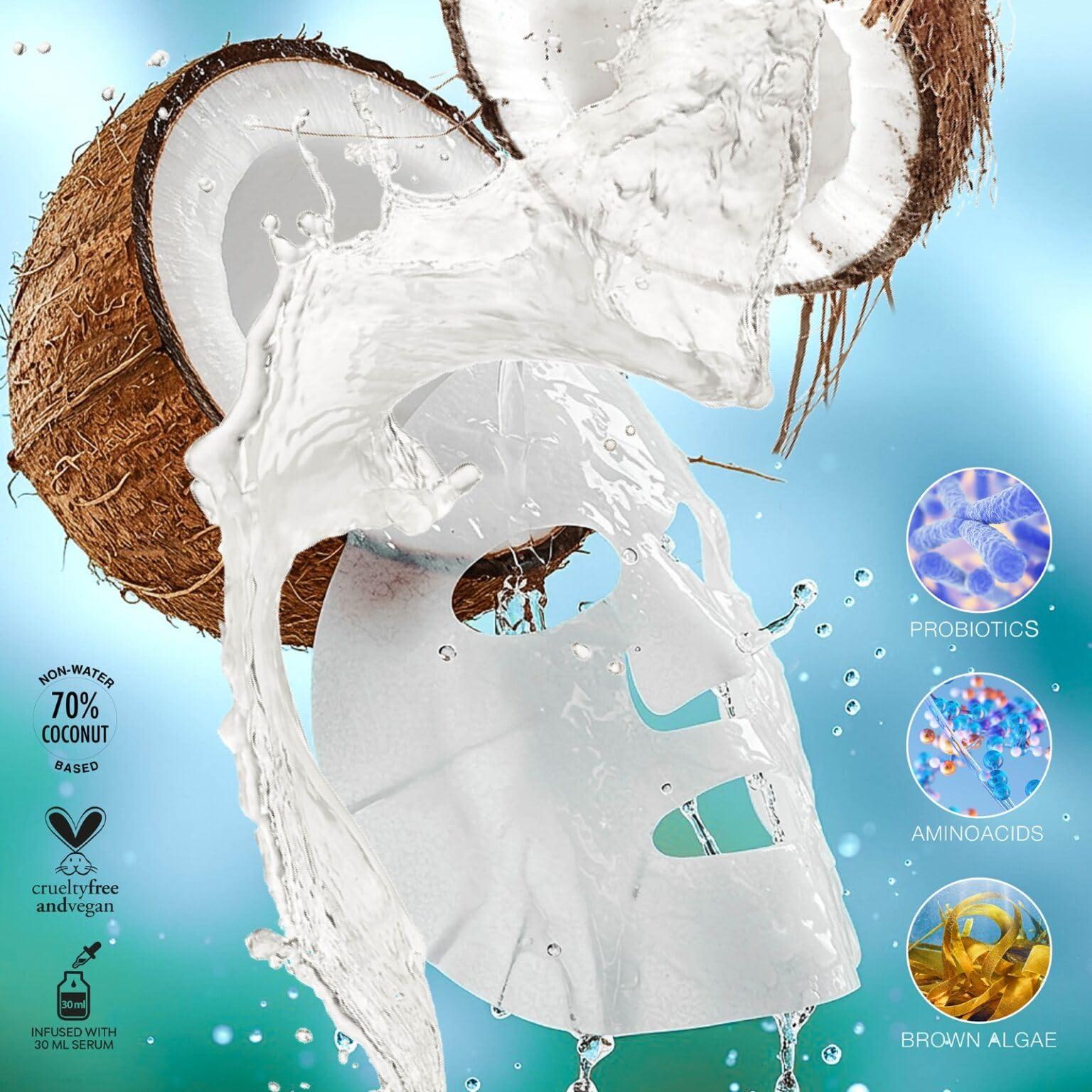 STARSKIN STARSKIN Red Carpet Ready 1x40g, Glass Skin Korean Skincare Mask, Coconut Gel Bio-Cellulose Hydrating Mask for Face, all Skin Type, Face Glow Effect, Instant Hydration, Revitalizing and Moisturizing