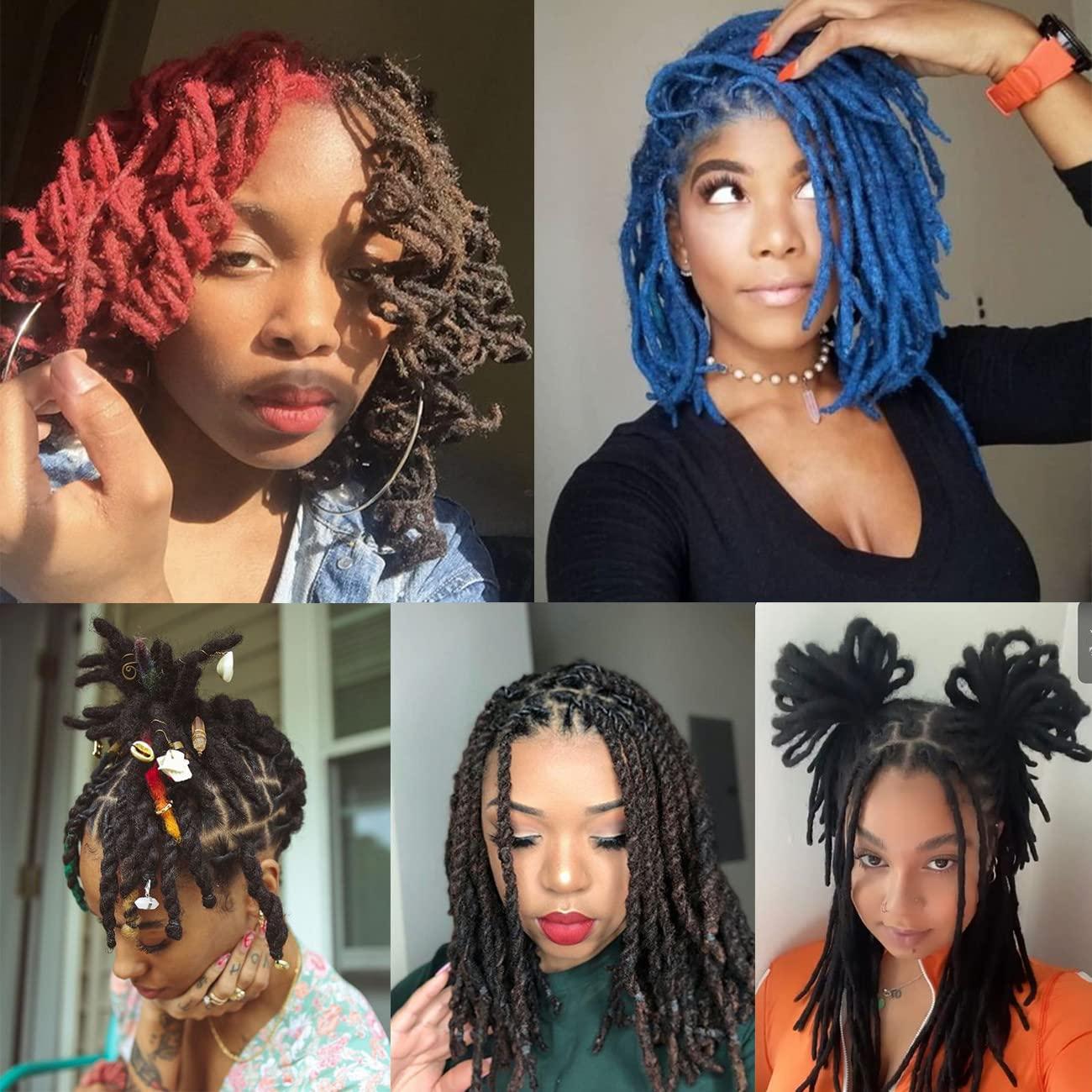 WacanDan WacanDan 100% Human Hair Dreadlock Extensions for Men/Women, 0.4cm Thickness 8 Inch 60 Strands Full Handmade Can be Dyed and Bleached Permanent Loc Extensions Human Hair Natural Black