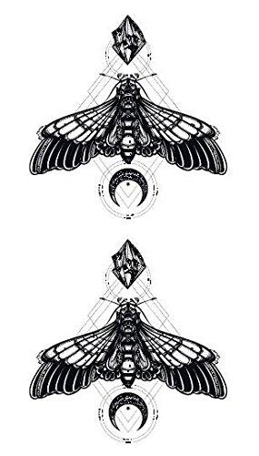 SanerLian SanerLian Butterfly Temporary Tattoo Sticker Moth Insect Fake Tatoo Women Girls Chest Back Arm Body Art 10.5X6cm Set of 12