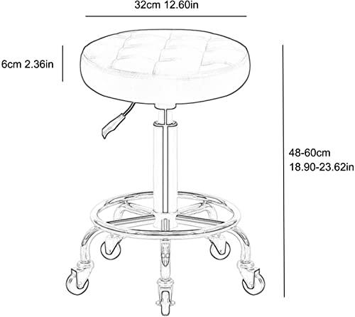 SOVORM Rolling Stools Stool on Wheels Chair Height of Adjustable Rolling Stools Pu Leather Beauty Salon Round Stool, Height Adjustable Hydraulic Rolling Rolling Stool (Blue) The New