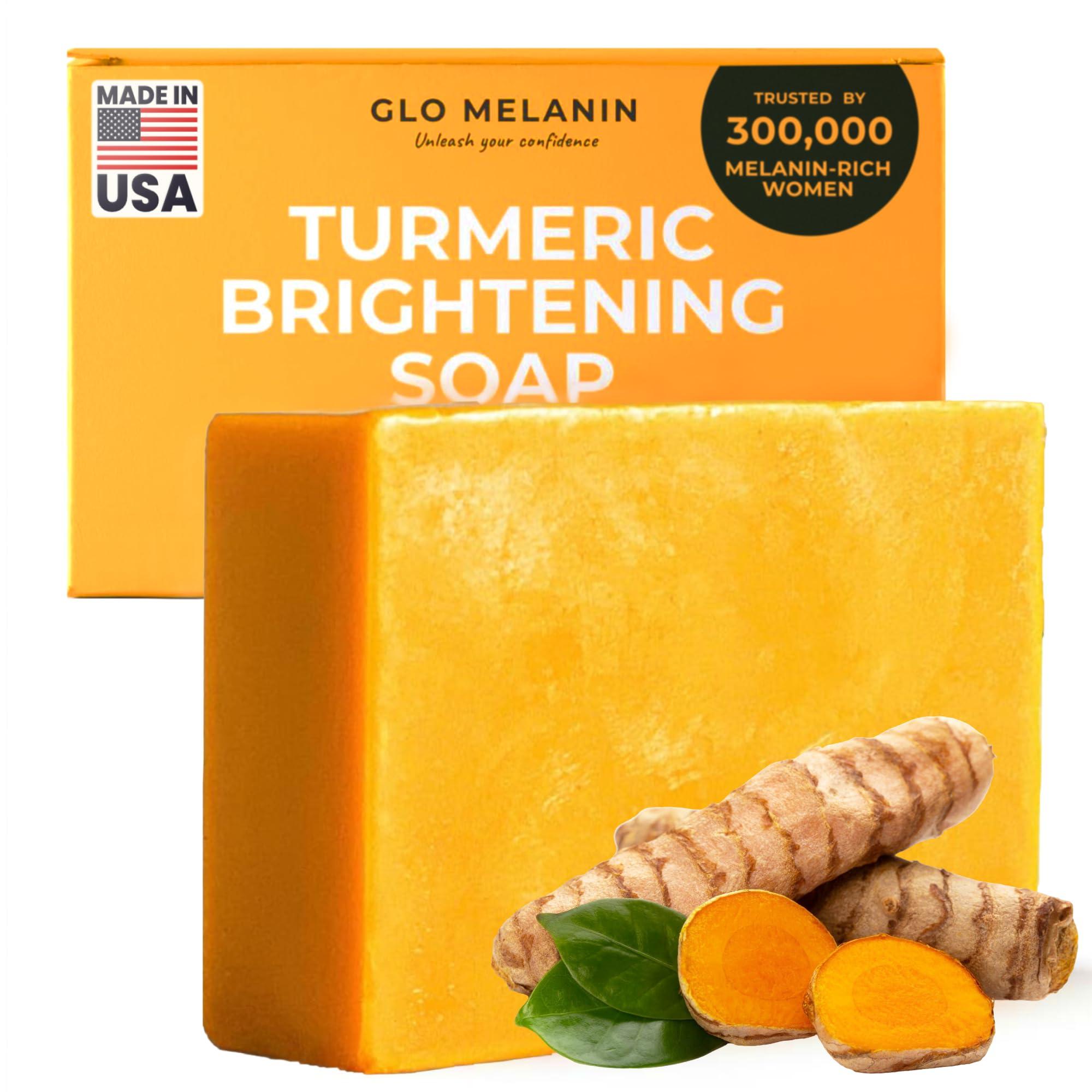 Glo Melanin Glo Melanin Organic Turmeric Soap for Dark Spots & Acne, Turmeric Soap for Skin Brightening and Clearing Formula, All Natural Turmeric Soap Bar