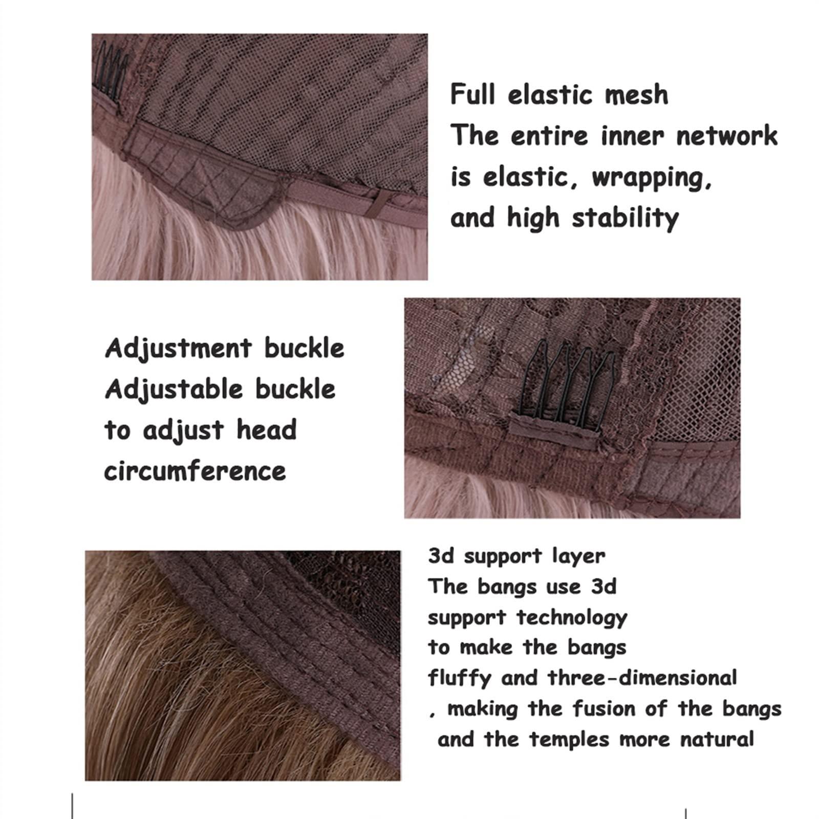 GRFIT Wigs Medium Length Straight Hair Wig with Bangs, Synthetic Purple Highlights Black Bangs Wig Natural Looking Daily Cosplay Party Wig for Women Girls Lace Wigs