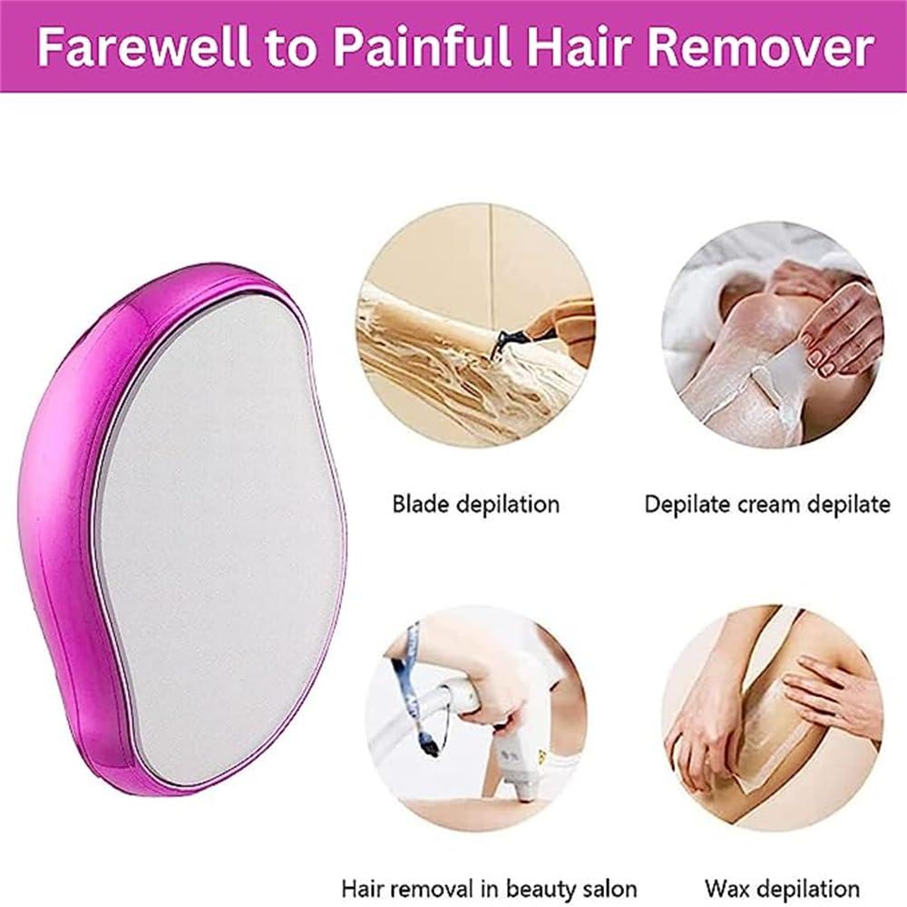 CooBAA Crystal Hair Eraser for Women and Men,Reusable Crystal Hair Remover Device, Magic Painless Exfoliation Hair Removal Tool,Magic Hair Eraser for Back Arms Legs, (Rose Gold)