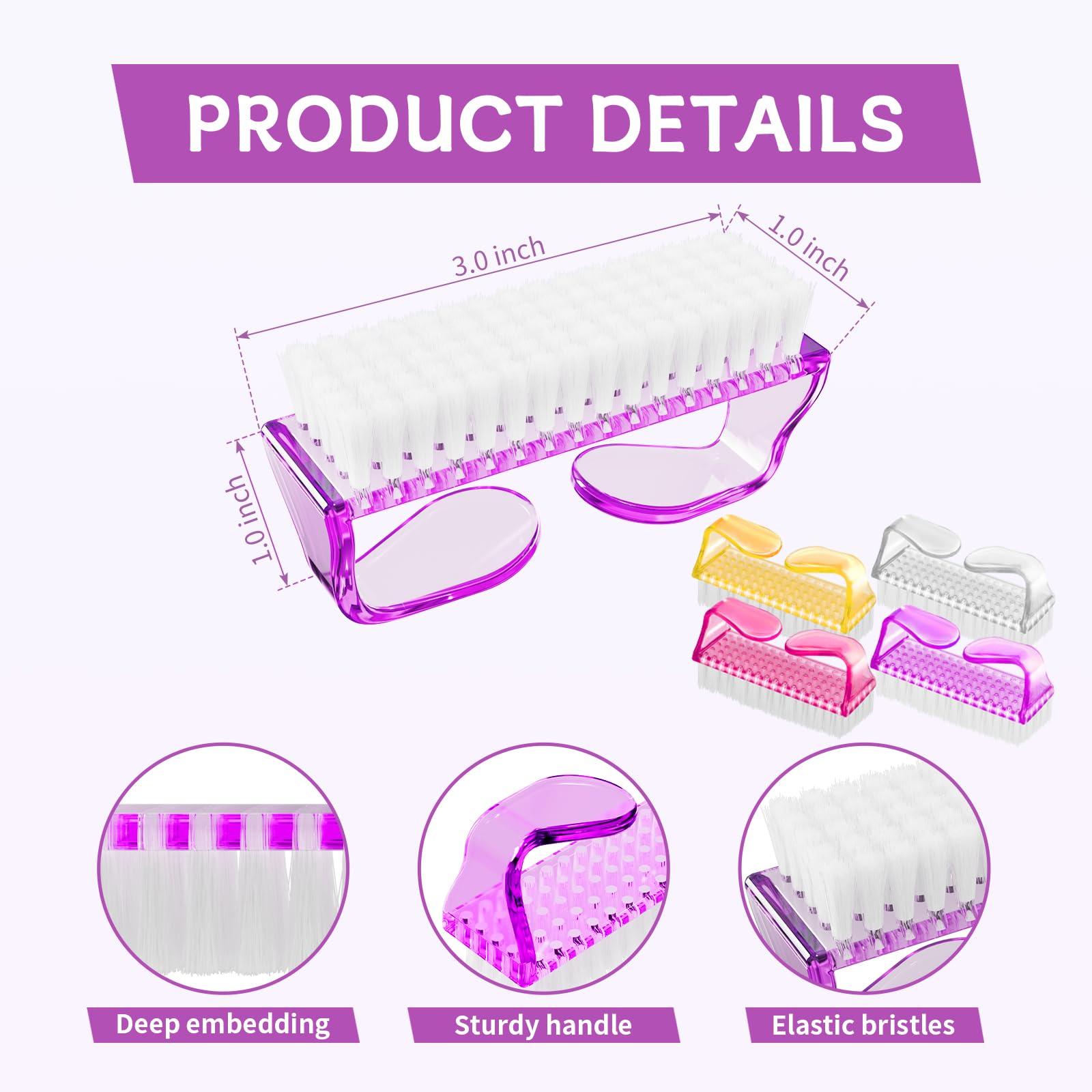 SQULIGT SQULIGT 8Pcs Nail Brushes for Cleaning Fingernails, Handle Grip Nail Scrubber Brush, Manicure Tools Scrub Brushes Kit, Toenail Brush To Clean Under Nails Pedicure Foot Small Brush Women Men (4 Colors)