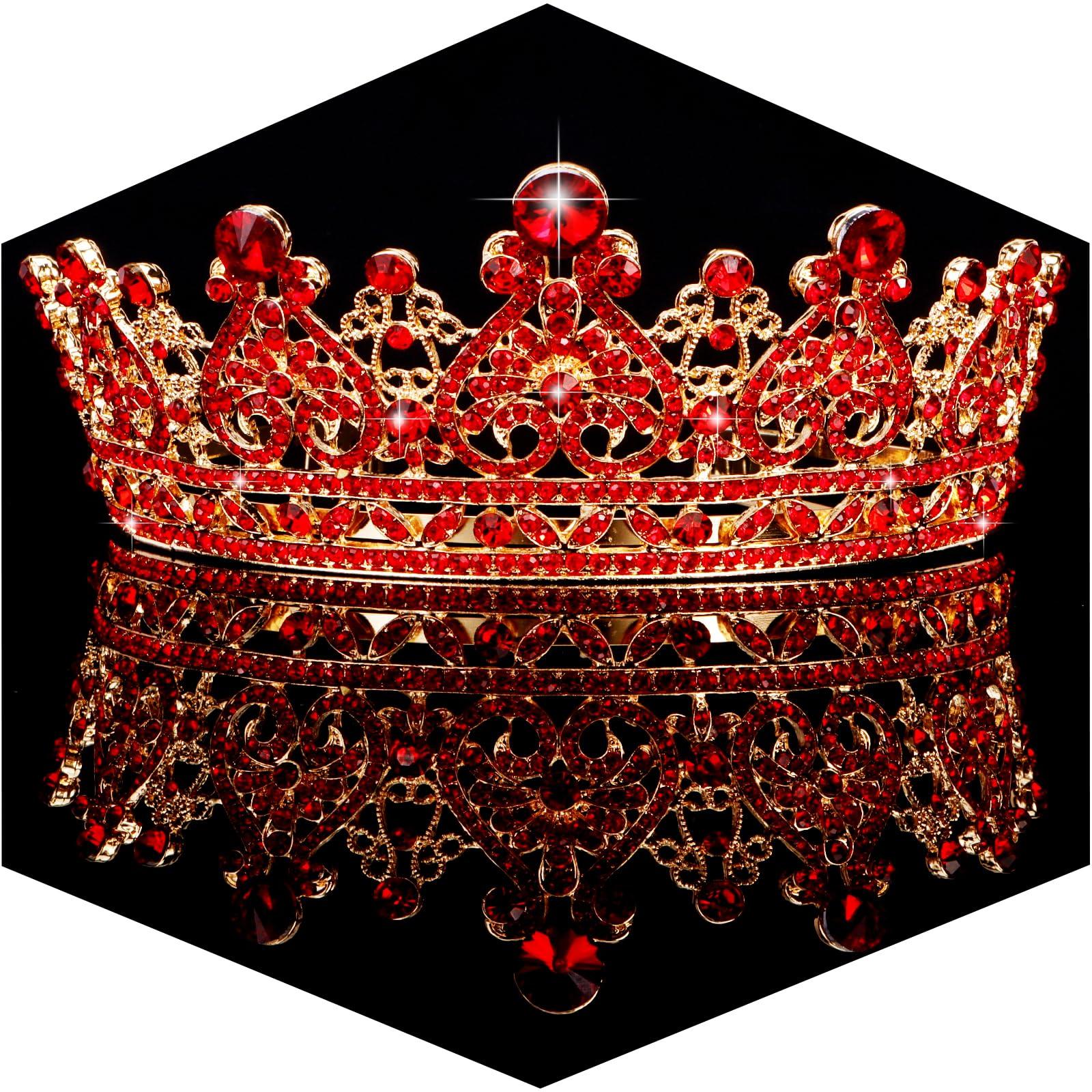 TOBATOBA TOBATOBA Red Tiaras and Crowns for Women Queen of Hearts Crown, Gothic Red Crown Royal Queen Crown Baroque Crown Princess Tiara Queen of Hearts Costume Women Birthday Pageant Halloween Costume Cosplay