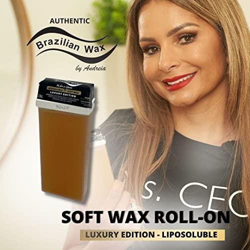 Brazilian Wax by Andreia Authentic Brazilian Wax by Andreia Roll on Soft Wax for Hair Removal - Depilatory Wax Roller for Whole Body - For All Skin Types - Refillable & Ready to Use Wax Applicator Roller 3.9 oz. (110ml)