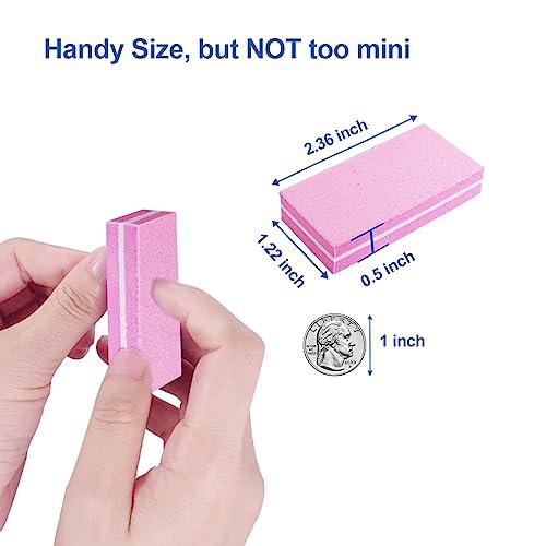 HomeyEra Nail Buffers (60 Pack), Buffer Block Nail File for Acrylic Nails and Natural Nails, 100/180 Grit Small Nail Buffer Block Bulk Buffing Blocks for Nail Buff Professional Manicure File Blocks Set Pink