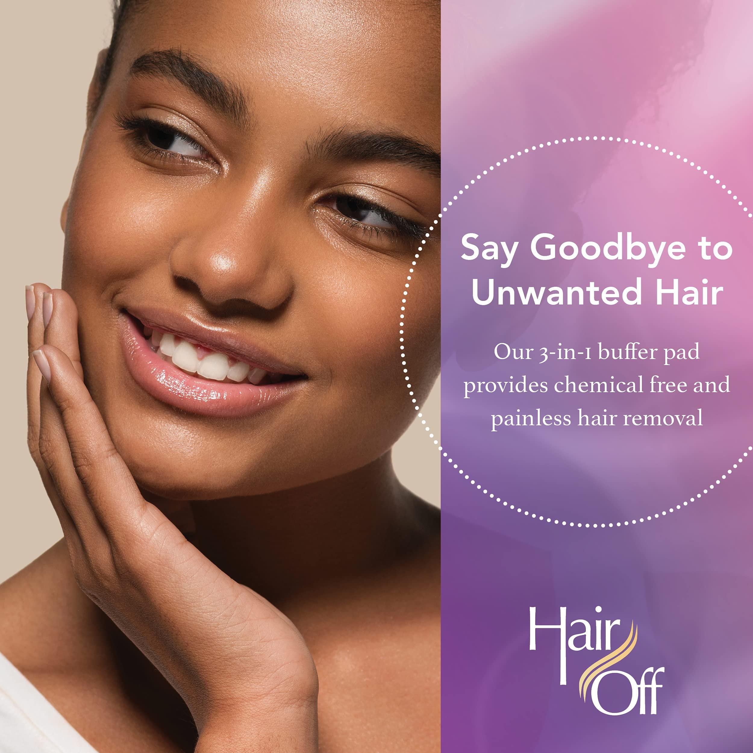 Hair Off Hair Off Facial Buffer - Painless & Chemical Free Facial Hair Remover & Gentle Face Exfoliator - Hair Eraser to Slow Regrowth on Chin, Lip & Cheeks (3 Buffers Per Box)