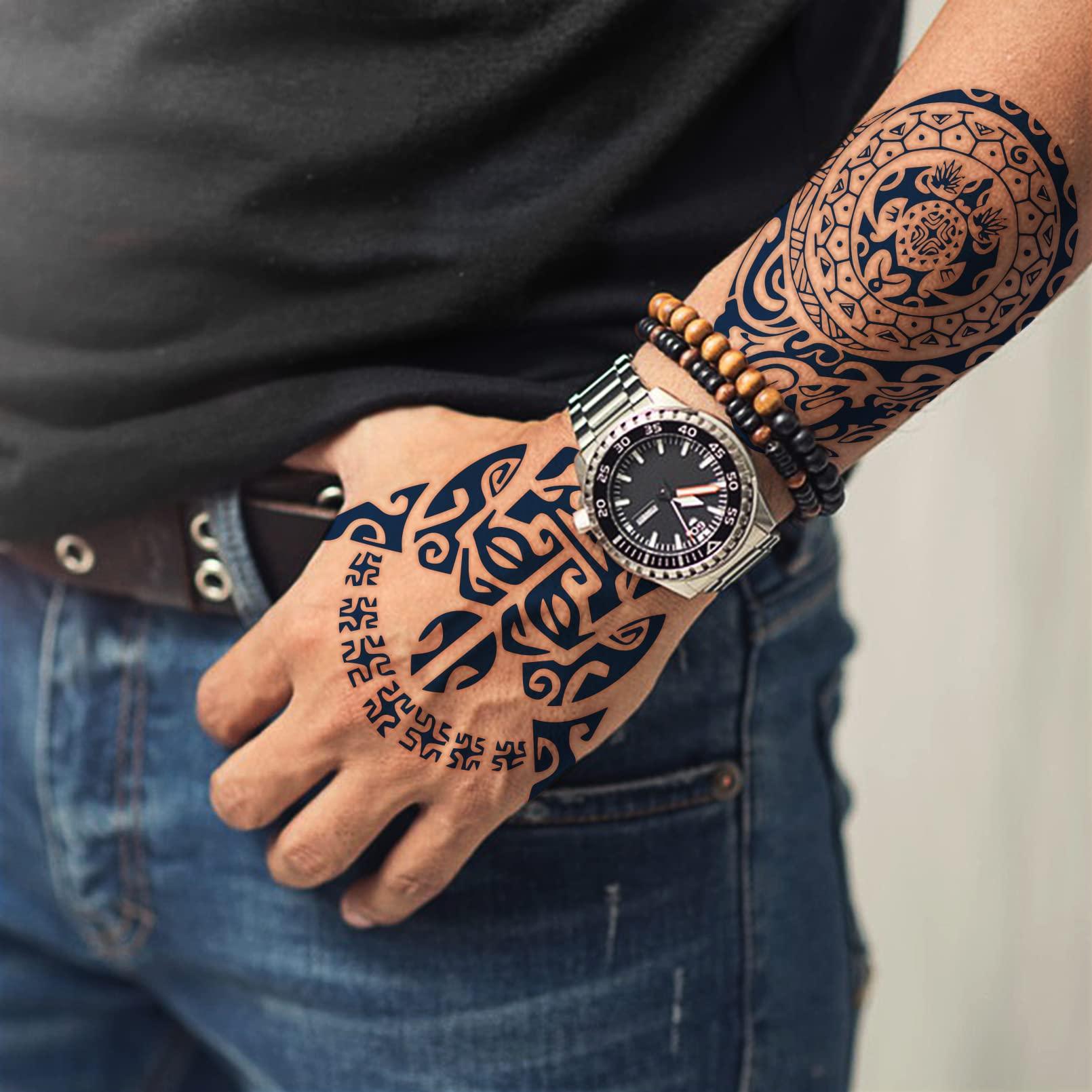 CUTELIILI CUTELIILI 10 Pcs Celtic Viking Tattoos Nordic Viking Tattoo for the Back of Hands and Forearms, Cool Bule Tribal Face Tattoo Viking Feast Men Long Lasting