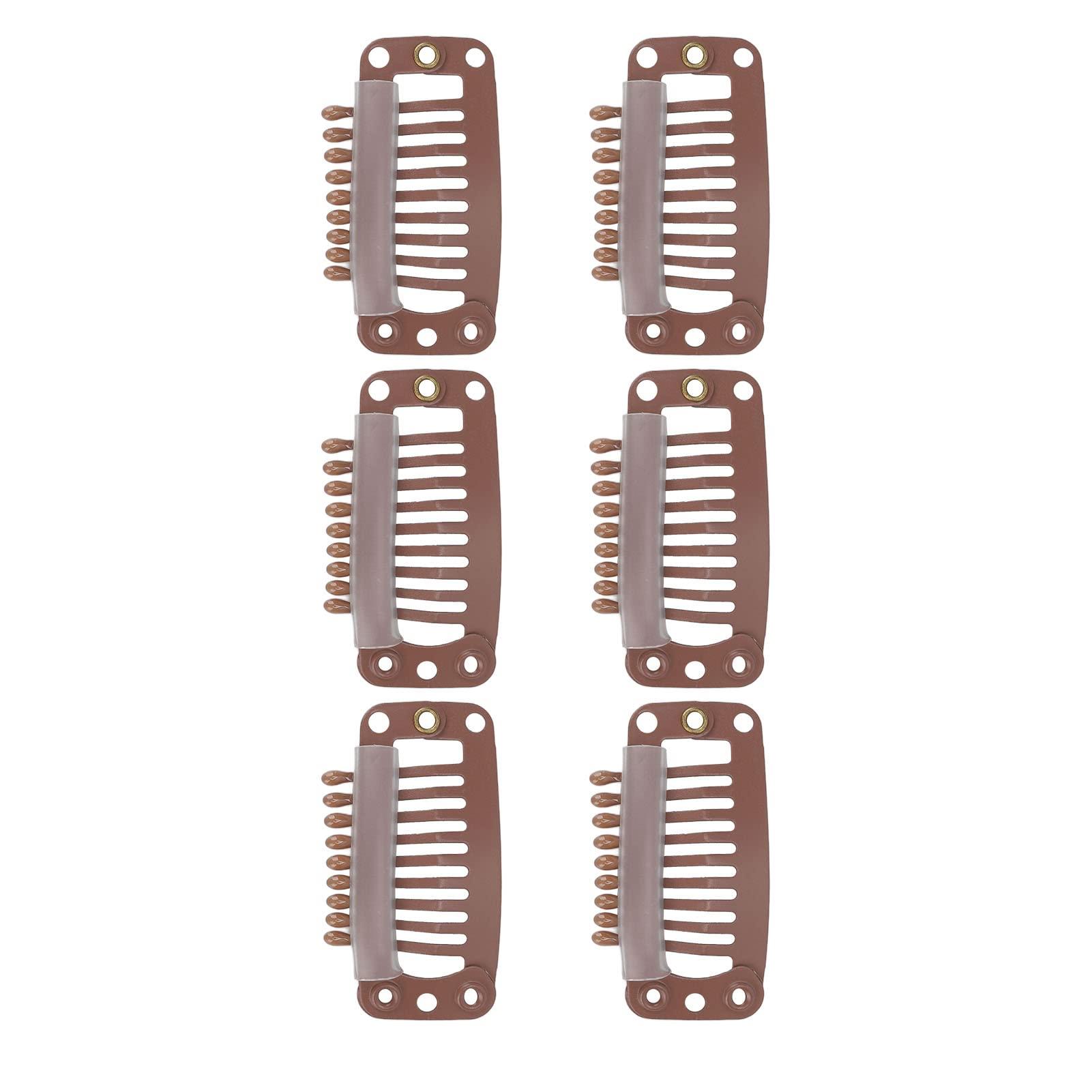 ZJchao 40pcs Hair Wig Clips Stainless Steel 9 Teeth Firmly Hold Hair Extension Hairpiece Clip 32mm(Light Brown)