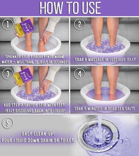 CRAFTS AND THE CITY Crafts And The City SOO Jelly Pedicure Packs - Pedicure Foot Soak For Feet - Moisturizing Jelly Spa Pedi Soak - Foot Spa Bath Soak For Soaking - Pedicure Foot Gel To Relax Sore Feet (Lavender)