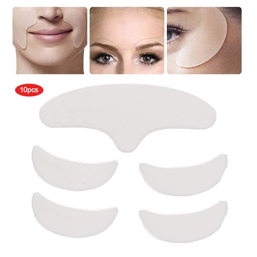 TMISHION 5Pcs Anti Wrinkle Silicone Patch, Various Shapes Reusable Washable Forehead Eye Face Anti Aging Patch for Prevent and Eliminate Wrinkles Fine Lines Skin Liftin