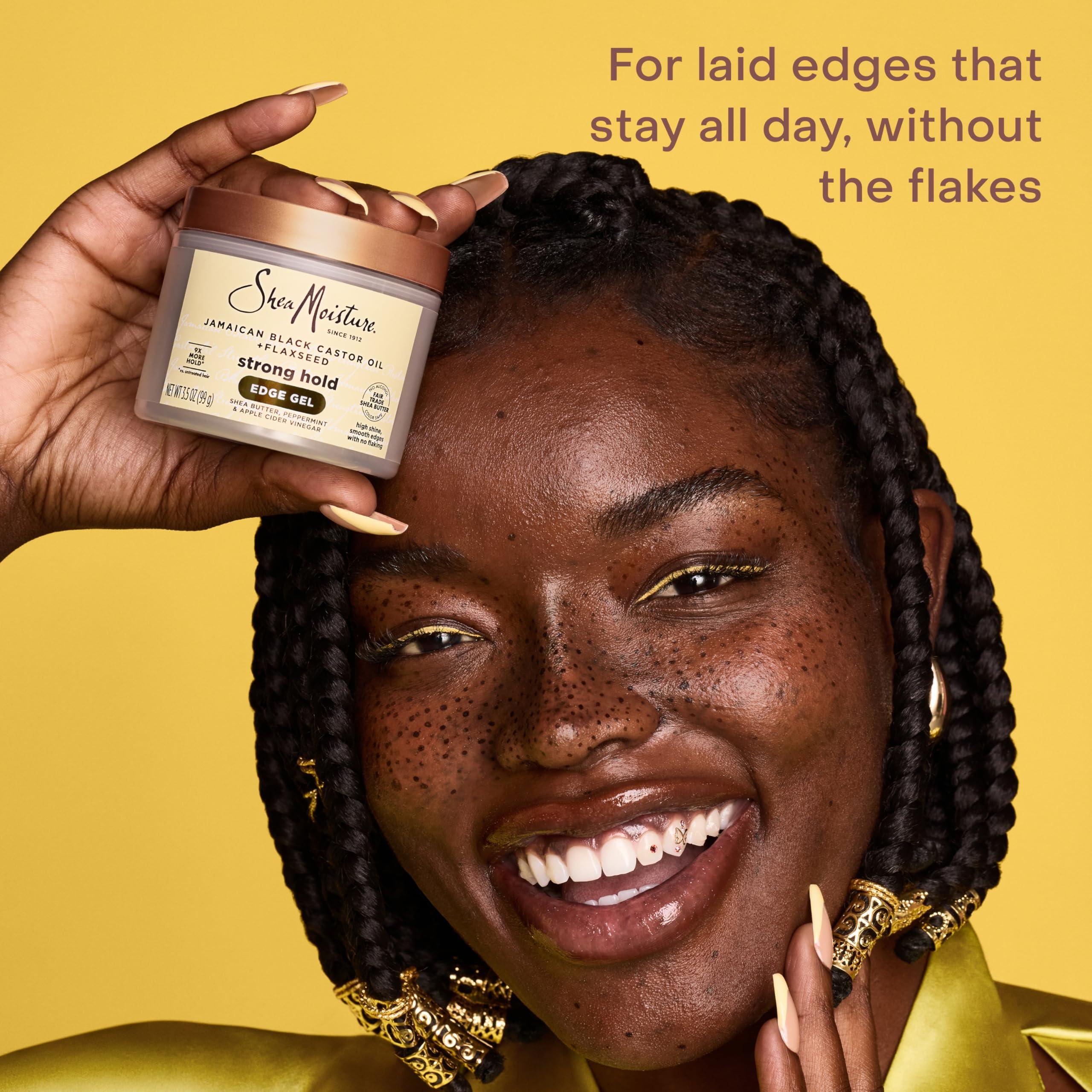 SheaMoisture SheaMoisture Styling Black Edge Control Gel For Curly Hair Jamaican Black Castor Oil and Flaxseed Paraben-Free Anti-Frizz Hair Gel 3.5 oz