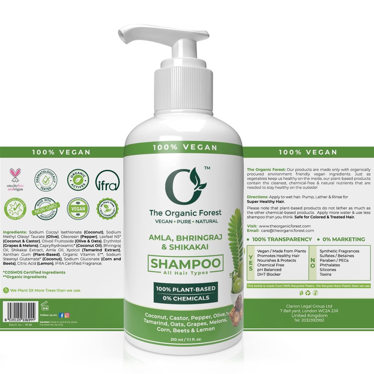 NinthAvenue Basics Amla Shampoo with Reetha & Shikakai - Sulfate & Paraben Free Shampoo for Hair Fall Control, Moisturizing, Anti-Dandruff | Infused with Coconut & Castor Oils | Organic Shampoo for Dry & Oily Scalp Care