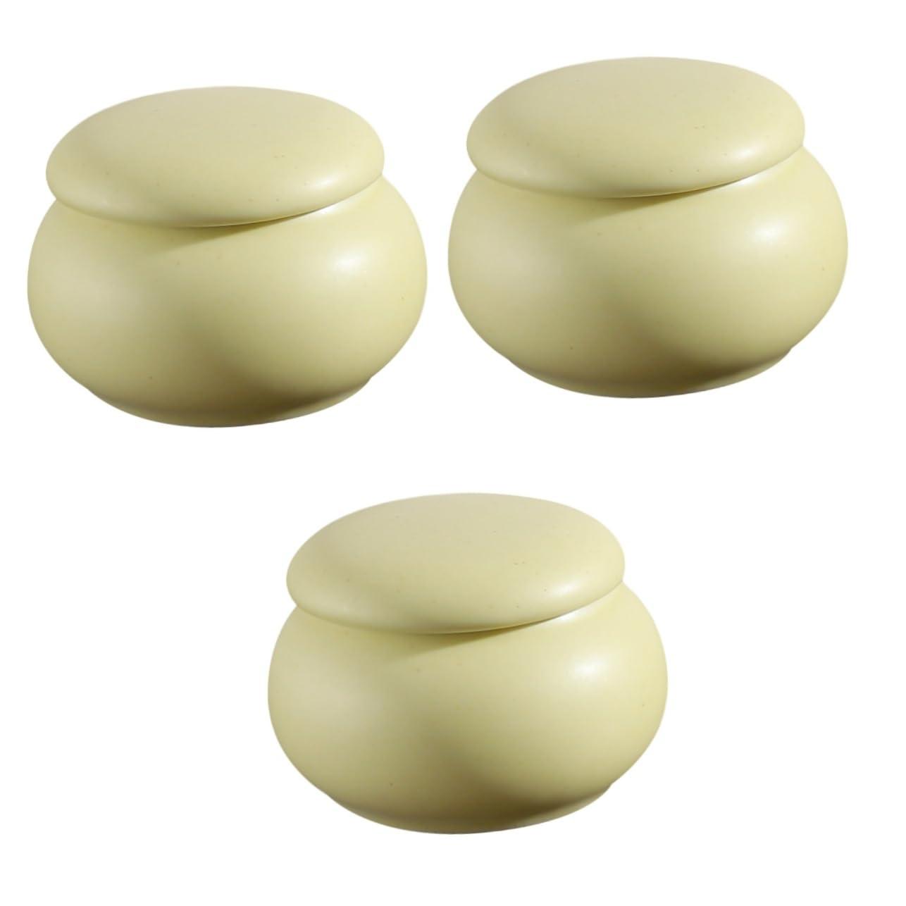 SKISUNO 3pcs Beauty Storage Multi-function Sample Jar Tiny Jars with Lids Cosmetic Boxes Cream Holder Household Travel Jar Cream Bottles Cosmetic Sample Containers Lotion Bottles Ceramics SKISUNO